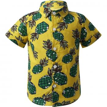 Chemise été enfants coton col boutonné ananas