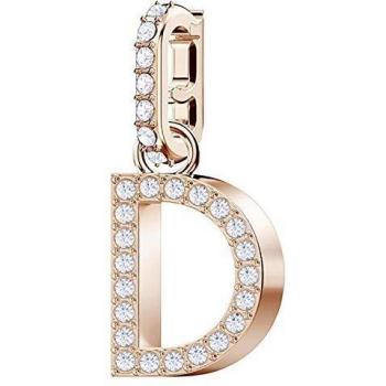 Charm D, Bianco, Placcato Oro Rosa