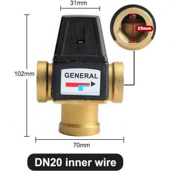 Robinet Thermostatique Solaire 3 Voies DN20/DN25 – Mitigeur Laiton Mâle/Femelle + Accessoires 3/41