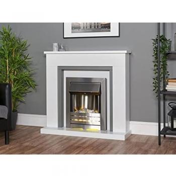 Adam Milan Electric Fireplace in White and Grey, 39 Inch