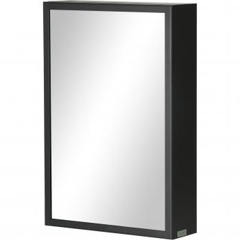 Kleankin Badezimmer Hängeschrank mit Spiegel, 3 Fächer, Schwarz, 40 x 12 x 60 cm