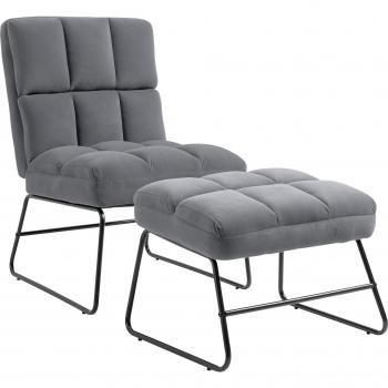 Poltrona Relax HOMCOM con Poggiapiedi, Set 2 Pezzi, Grigia
