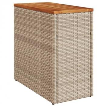 Vidaxl Wooden Top Garden Side Table Beige 58x27.5x55 cm Poly Rattan