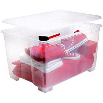 Sundis Clear Box Mega Aufbewahrungsbox 140 l mit Deckel und Rollen