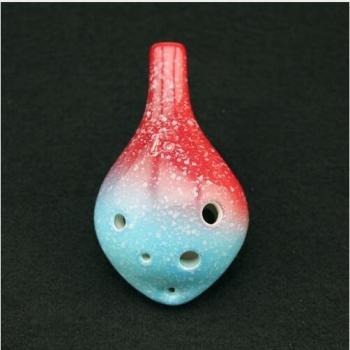 Ocarina de cerámica, 6 agujeros, 7 colores, estilo artesanal, cabeza redonda, Alto C