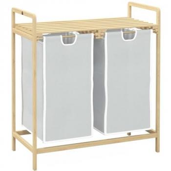 Panier à linge en bambou avec séparateurs amovibles couleur crème