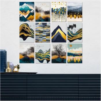 Cuadro decorativo MDF paisajes multicolor 20x15 cm (12 piezas)