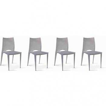 Chaises d'Extérieur Oviala Design en Plastique Blanc (Lot de 4)