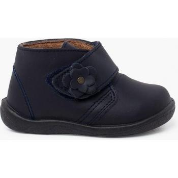 Botas de piel lavable para bebé niña con flor y cierre adherente