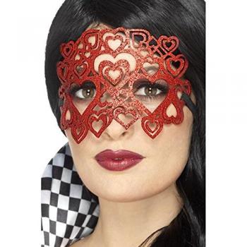 Antifaz de carnaval con purpurina roja