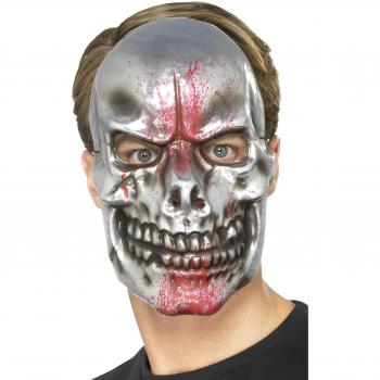Máscara de Calavera con Sangre Smiffy's, Color Plata, Plástico, Tamaño único
