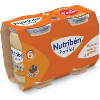Nutribén Potito Plátano, Naranja y Galleta 2 x 190gr