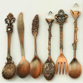 Zinc Alloy Vintage Coffee Spoon and Pastry Fork Set