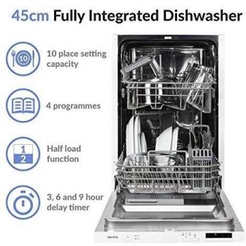 ElectriQ Slimline Dishwasher, Fully Integrated, White Control Panel