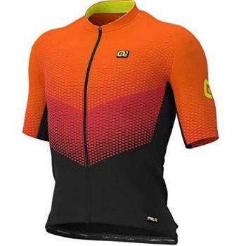 Alé Cycling ALE Herren Delta Sportshirt – Black & Red mit orangefarbenem Logo