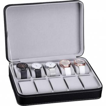 Boîte à montres en cuir pour hommes, 12 fentes, portable