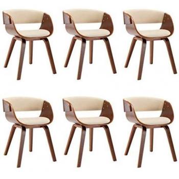 6-Piece Cream Faux Leather Dining Chair Set