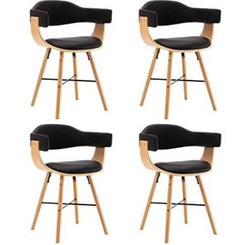 Sillas Modernas de Comedor 4 uds Cuero Sintético y Madera Negra