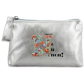 Trousse et Pochette de Maquillage Argent “Merci Nounou” Taperso
