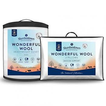 Slumberdown Wonderful Wool Heavyweight King Size Duvet with 2 Medium Support Pillows