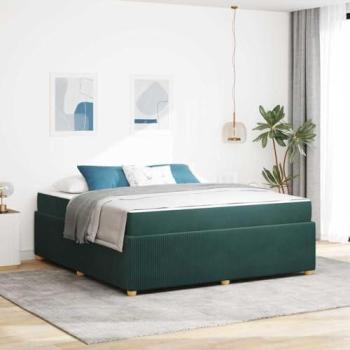 VidaXL Lit avec Cadre et Matelas Vert Foncé 180x200 cm (Velours)