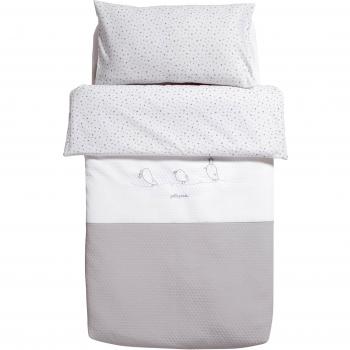 Copripiumino Petit Praia Piu Piu Bianco-Grigio Aderente 70x140 cm