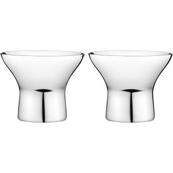 Two Piece Georg Jensen Stainless Steel Egg Cups with Mirror Polish by Alfredo Häberli