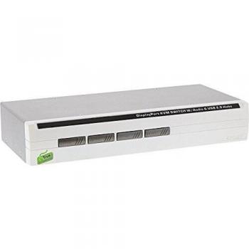 InLine® 63634i Switch KVM Desktop, 4 porte di ingresso, DisplayPort 1.2, supporto 4K, USB 2.0, audio argento