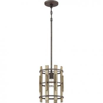 Lampada Rustica Plafoniera con elementi in legno e acciaio, 22,9 cm