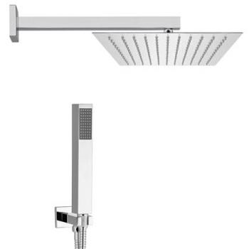 Set doccia con braccio soffione rettangolare 30x20 e accessori inclusi
