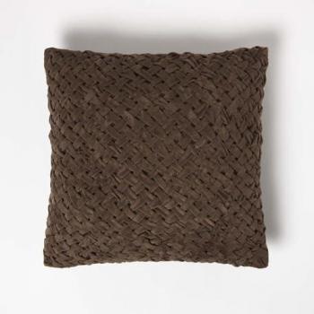 Coussin en velours marron 45 x 45 cm
