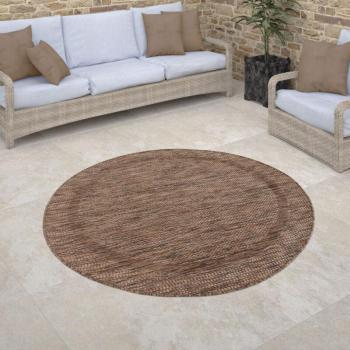 200 cm Rundteppich für Balkon & Küche – Wetterfest, Geometrie