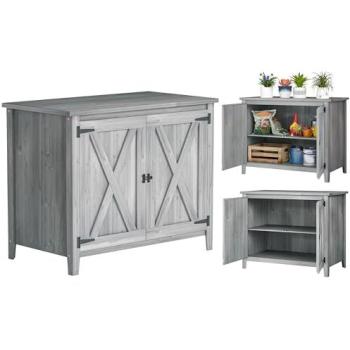 Outsunny 110x60x88.5 cm Light Grey Shed Organizer Cabinet