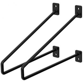 Équerre d'étagère flottante 265 mm – Lot de 2 – Noir – Acier robuste