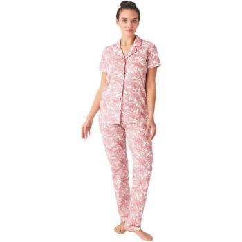 Set di abbigliamento notturno donna: camicia a bottoni rosa
