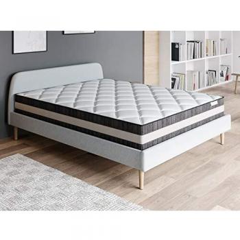 Ensemble Matelas Ressorts 160x200 Spring Lit Gris Clair + sommier à Lattes