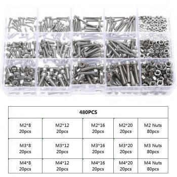 Tornillos de Cabeza Torx y Tuercas 480 Piezas Acero Inoxidable