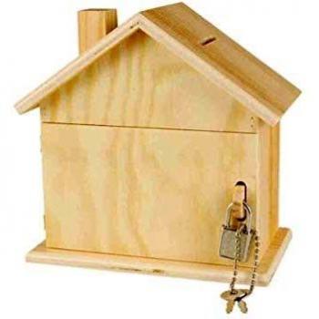 Tirelire Maison en Bois à Décorer avec Cadenas 15 x 8