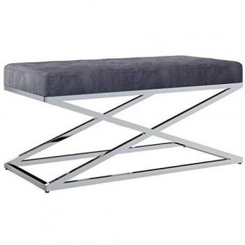 VidaXL Klupa Grigia in Velluto e Acciaio Inossidabile 97 cm