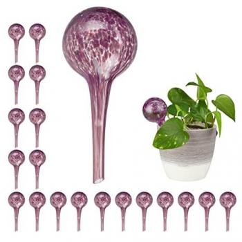 Set de 20 globos de riego, sistema autorriego para macetas, vidrio púrpura, diámetro 6cm, decorativos para interiores