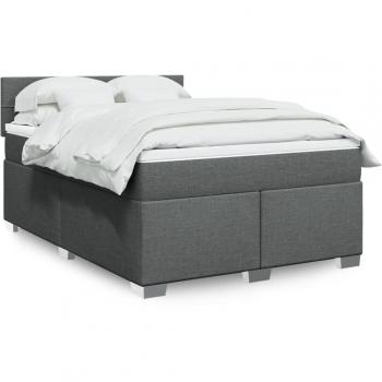 Cadre de lit à lattes gris foncé, 140 x190 cm – matelas inclus
