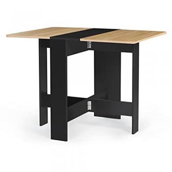 Table console pliable EDI 2-4 personnes bois noir 103 x 76 cm