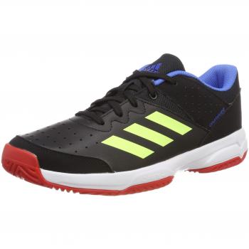 Adidas Court Stabil Jr, Kinder Handballschuhe, Schwarz (Core Black/Hi/Res Yellow/Active Red)