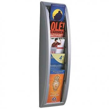 Espositore da muro Paperflow alluminio 5 scomparti per formati 1/3 A4 18,1x9,5x65 cm