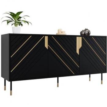 Aparador charlotte p100, dorado, negro, 72x154x40cm, aglomerado laminado, mdf