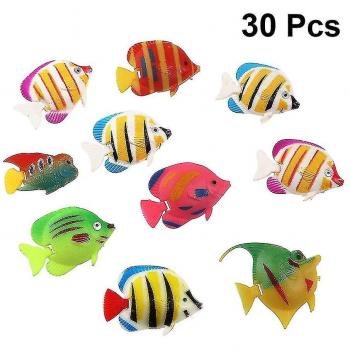 Decoraciones de Tanque de Peces Plásticos Vivaces 30 Piezas
