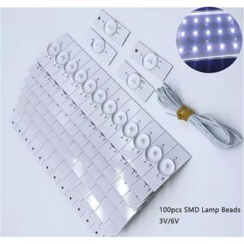 100 perles SMD LED avec lentille optique pour rétroéclairage, câble de 2M, compatible avec TV 32-65 pouces