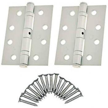 White 4″ Door Hinges, 102 mm, Ball Bearing – Pair with Screws