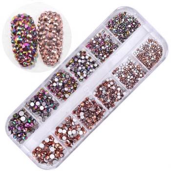 12-Piece AB Crystal Nail Art Gems for Manicure