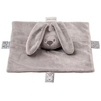 Doudou Plat Lapin Lapidou NATTOU, Compagnon dès la Naissance, 28 x 28 cm, Gris